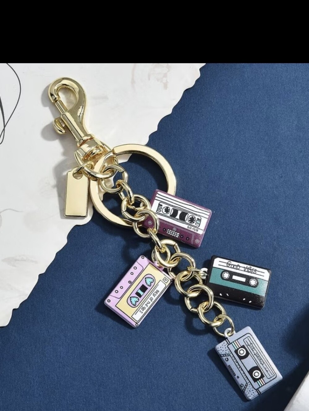 Retro Cassette Tape Bag Charm/keychain NEW